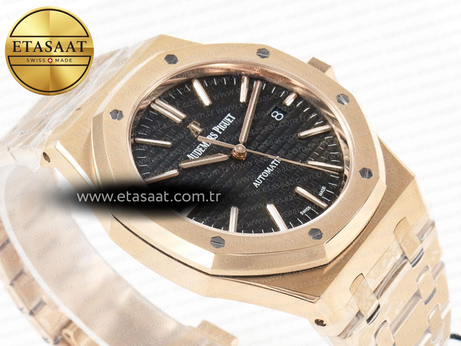 Royal Oak 41mm 15400 RG ZF 1:1 Best Edition Black Textured Dial on RG Bracelet V2 SA3120 Super Clone - Görsel 7