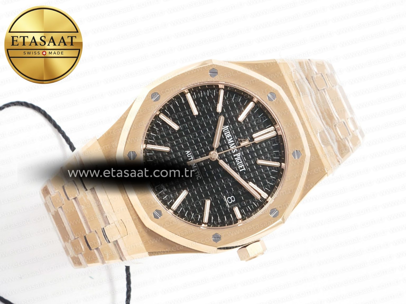 Royal Oak 41mm 15400 RG ZF 1:1 Best Edition Black Textured Dial on RG Bracelet V2 SA3120 Super Clone - Görsel 8