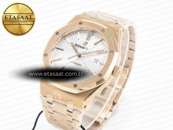 Royal Oak 41mm 15400 RG ZF 1:1 Best Edition White Textured Dial on RG Bracelet V2 SA3120 Super Clone
