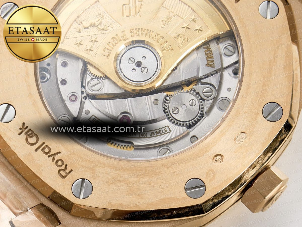 Royal Oak 41mm 15400 RG ZF 1:1 Best Edition White Textured Dial on RG Bracelet V2 SA3120 Super Clone - Görsel 19