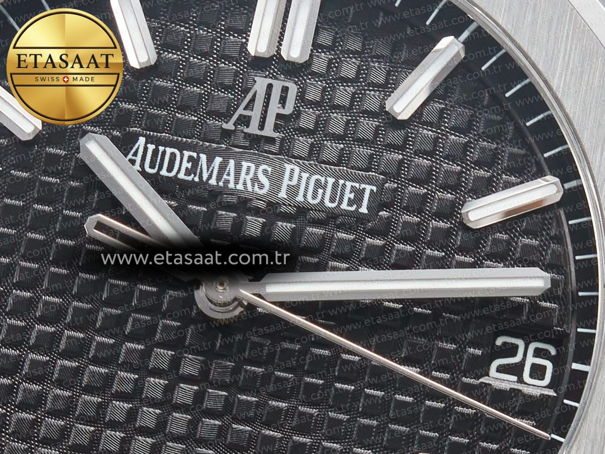 Royal Oak 41mm 15500 SS ZF 1:1 Best Edition Black Textured Dial on SS Bracelet SA4302 Super Clone V3 - Görsel 10