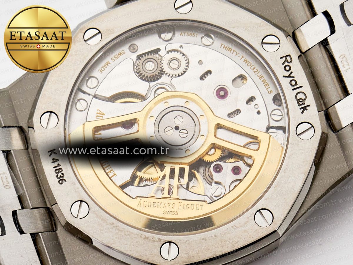 Royal Oak 41mm 15500 SS ZF 1:1 Best Edition Black Textured Dial on SS Bracelet SA4302 Super Clone V3 - Görsel 21