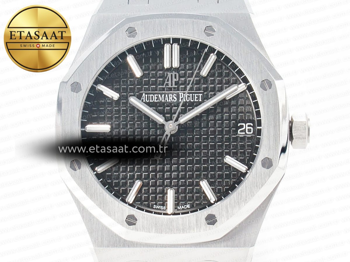 Royal Oak 41mm 15500 SS ZF 1:1 Best Edition Black Textured Dial on SS Bracelet SA4302 Super Clone V3 - Görsel 4