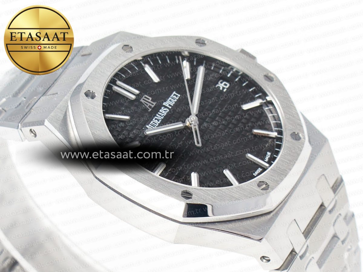 Royal Oak 41mm 15500 SS ZF 1:1 Best Edition Black Textured Dial on SS Bracelet SA4302 Super Clone V3 - Görsel 7