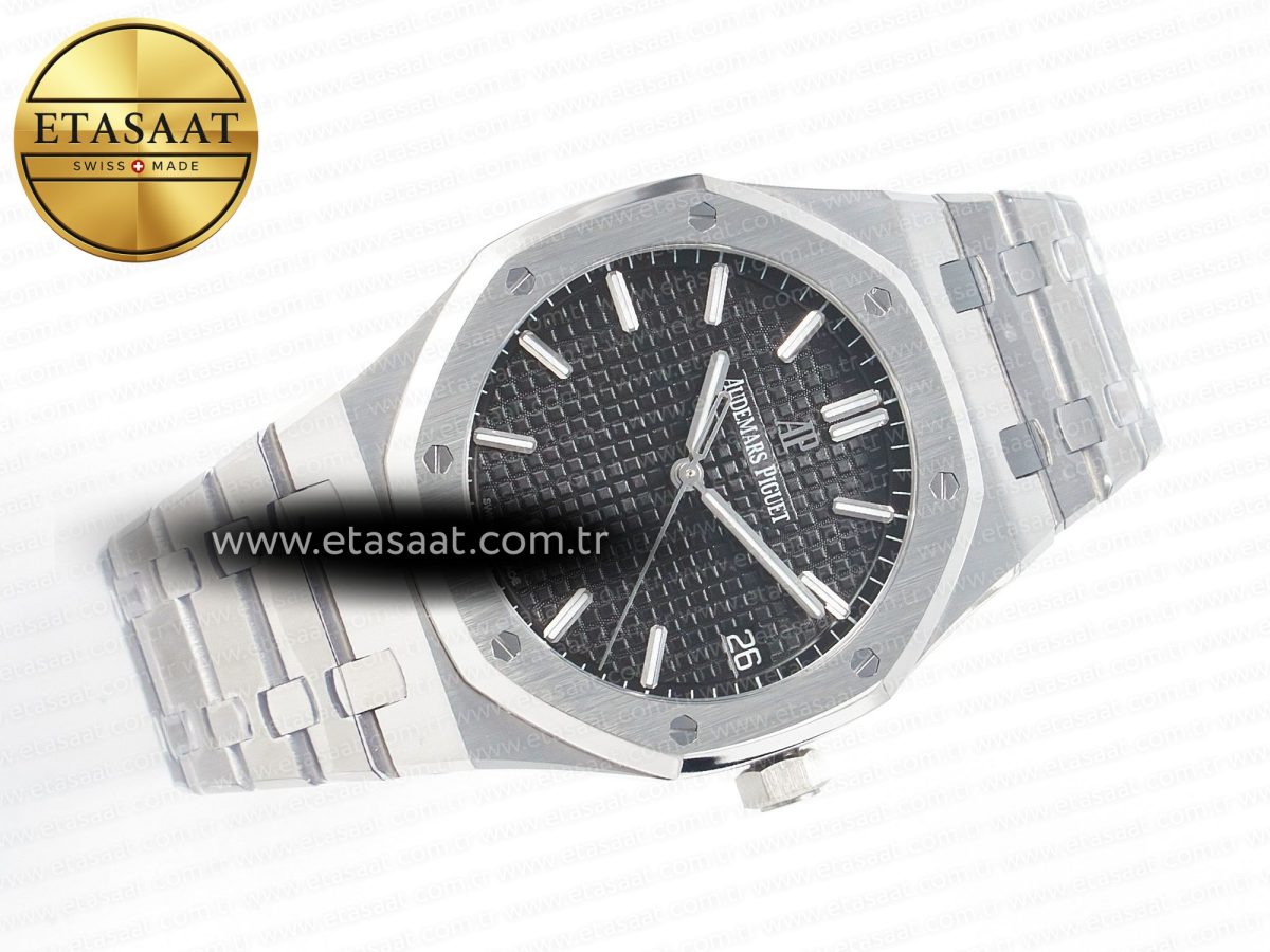 Royal Oak 41mm 15500 SS ZF 1:1 Best Edition Black Textured Dial on SS Bracelet SA4302 Super Clone V3 - Görsel 8