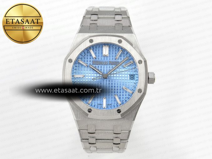 Royal Oak 41mm 15510BC SS ZF 1:1 Best Edition Ice Blue Crystal Dial on SS Bracelet SA4302 Super Clone V3 - Görsel 3