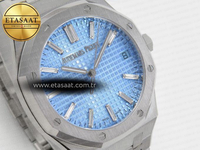 Royal Oak 41mm 15510BC SS ZF 1:1 Best Edition Ice Blue Crystal Dial on SS Bracelet SA4302 Super Clone V3 - Görsel 5