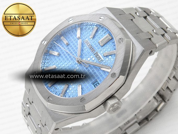 Royal Oak 41mm 15510BC SS ZF 1:1 Best Edition Ice Blue Crystal Dial on SS Bracelet SA4302 Super Clone V3 - Görsel 6