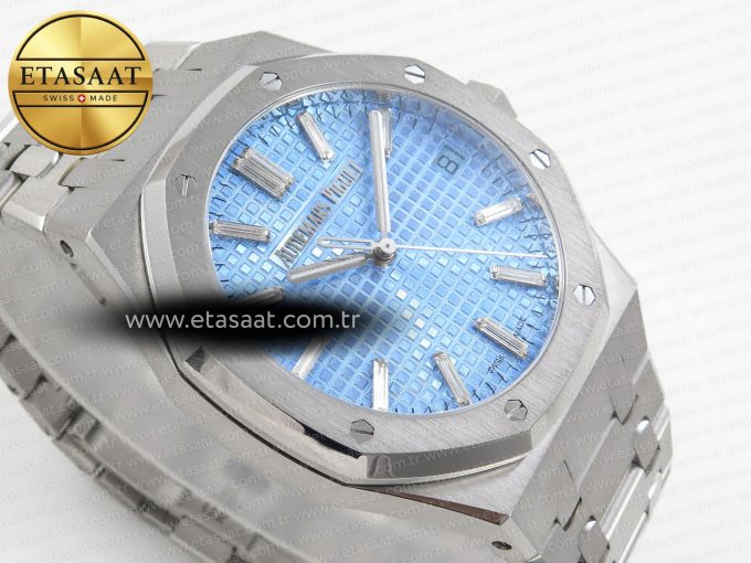 Royal Oak 41mm 15510BC SS ZF 1:1 Best Edition Ice Blue Crystal Dial on SS Bracelet SA4302 Super Clone V3 - Görsel 7