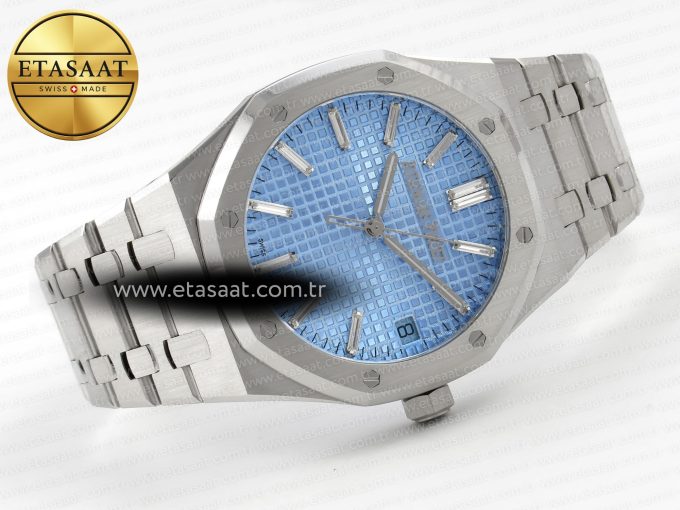 Royal Oak 41mm 15510BC SS ZF 1:1 Best Edition Ice Blue Crystal Dial on SS Bracelet SA4302 Super Clone V3 - Görsel 8