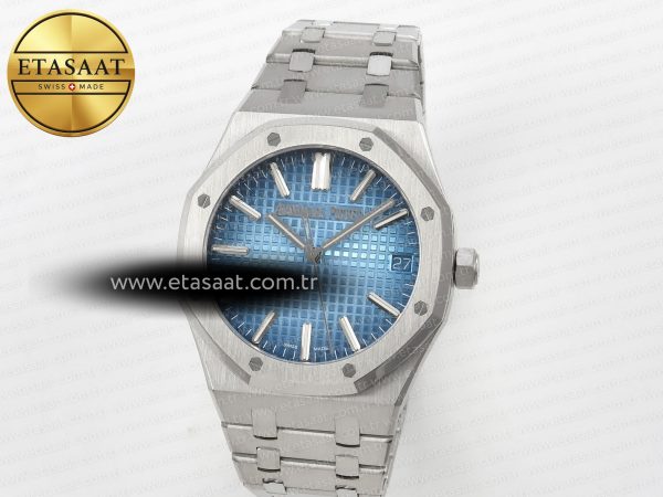 Royal Oak 41mm 15510BC SS ZF 1:1 Best Edition Ice Blue Textured Dial on SS Bracelet SA4302 Super Clone V3