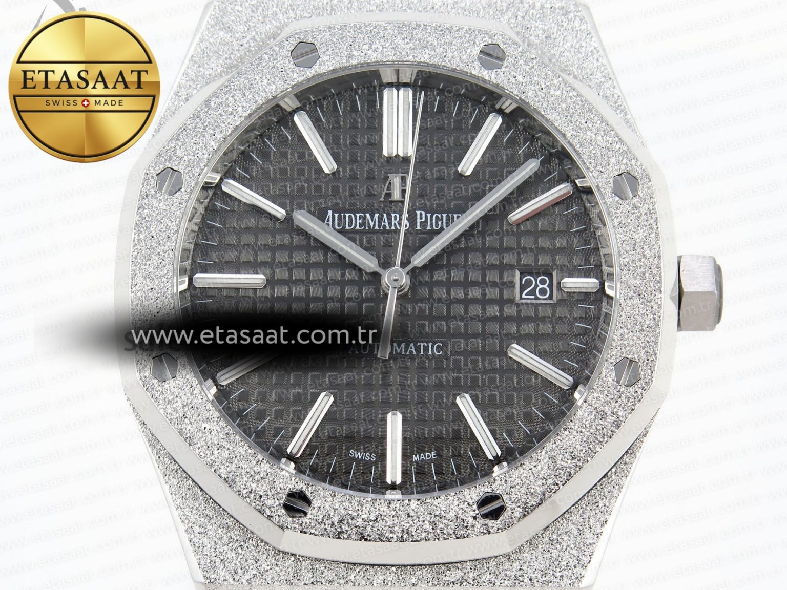 Royal Oak 41MM FROSTED SS APSF 1:1 BEST EDITION GRAY TEXTURED DIAL ON SS BRACELET SA3120 SUPER CLONE - Görsel 4