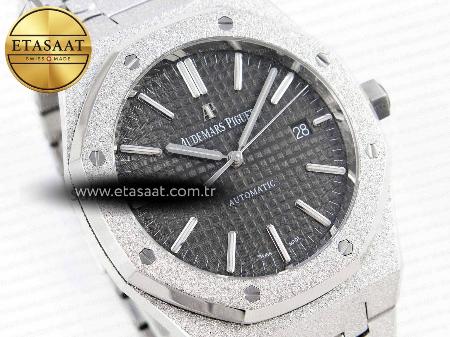Royal Oak 41MM FROSTED SS APSF 1:1 BEST EDITION GRAY TEXTURED DIAL ON SS BRACELET SA3120 SUPER CLONE - Görsel 5
