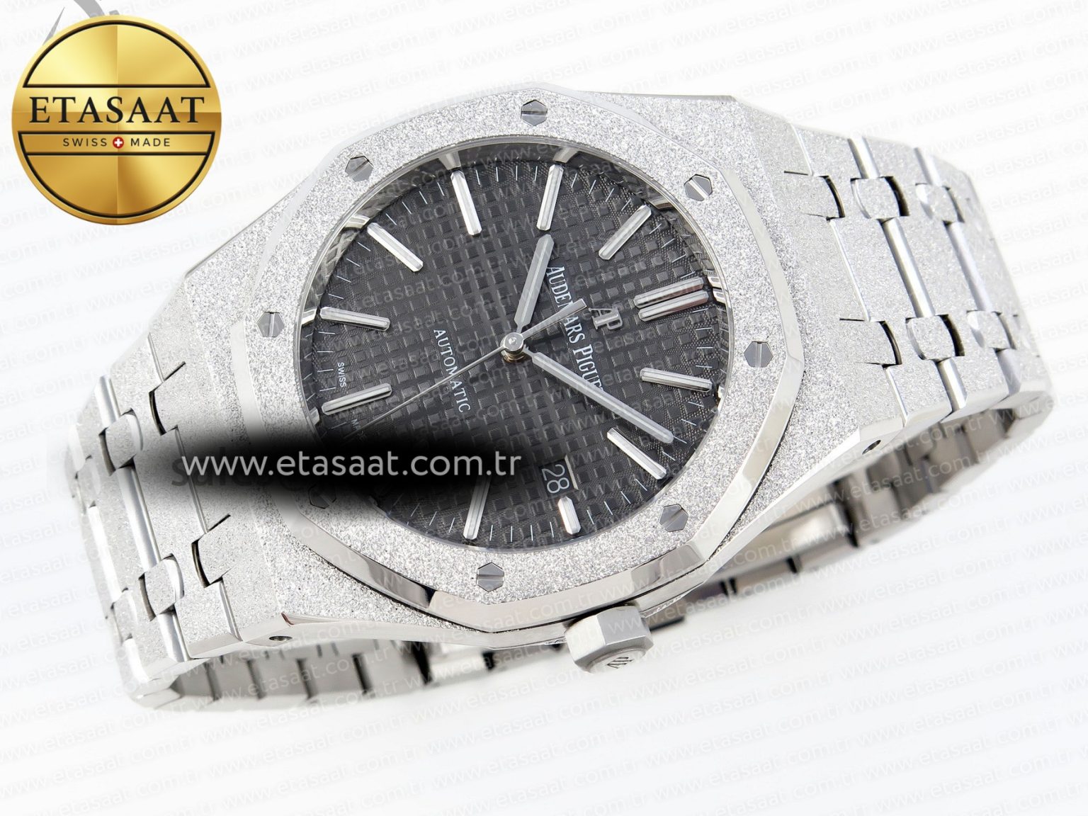 Royal Oak 41MM FROSTED SS APSF 1:1 BEST EDITION GRAY TEXTURED DIAL ON SS BRACELET SA3120 SUPER CLONE - Görsel 6