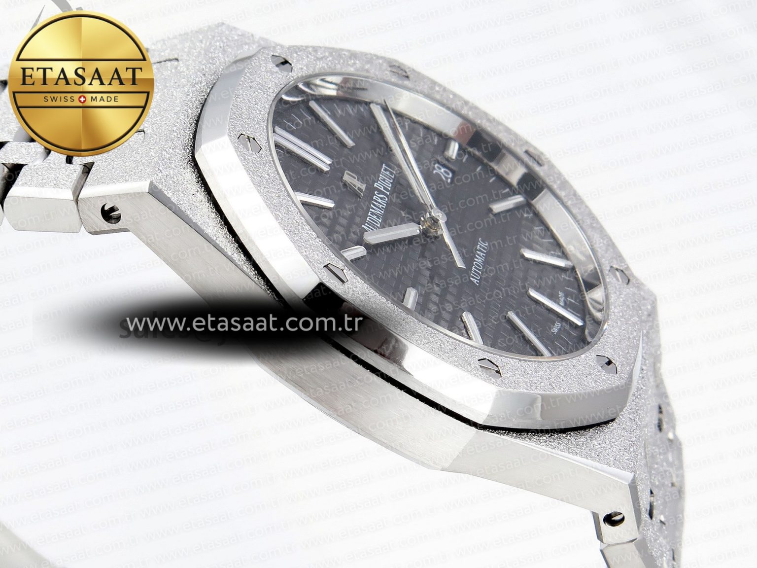 Royal Oak 41MM FROSTED SS APSF 1:1 BEST EDITION GRAY TEXTURED DIAL ON SS BRACELET SA3120 SUPER CLONE - Görsel 9