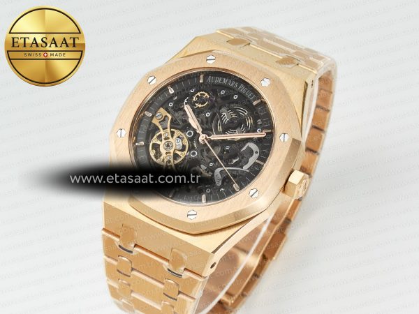 Royal Oak 41mm Skeleton 15407 RG ZF 1:1 Best Edition Skeleton Dial on RG Bracelet A3132
