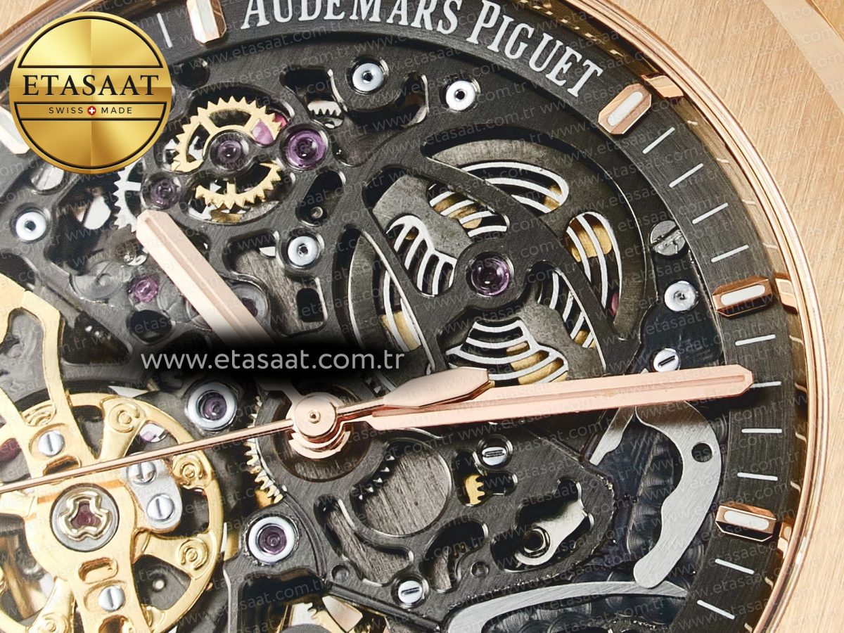 Royal Oak 41mm Skeleton 15407 RG ZF 1:1 Best Edition Skeleton Dial on RG Bracelet A3132 - Görsel 11