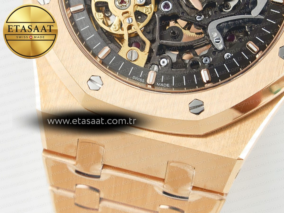 Royal Oak 41mm Skeleton 15407 RG ZF 1:1 Best Edition Skeleton Dial on RG Bracelet A3132 - Görsel 12