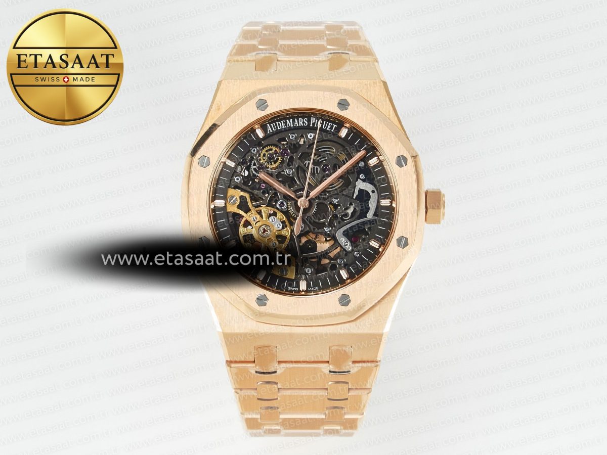 Royal Oak 41mm Skeleton 15407 RG ZF 1:1 Best Edition Skeleton Dial on RG Bracelet A3132 - Görsel 3