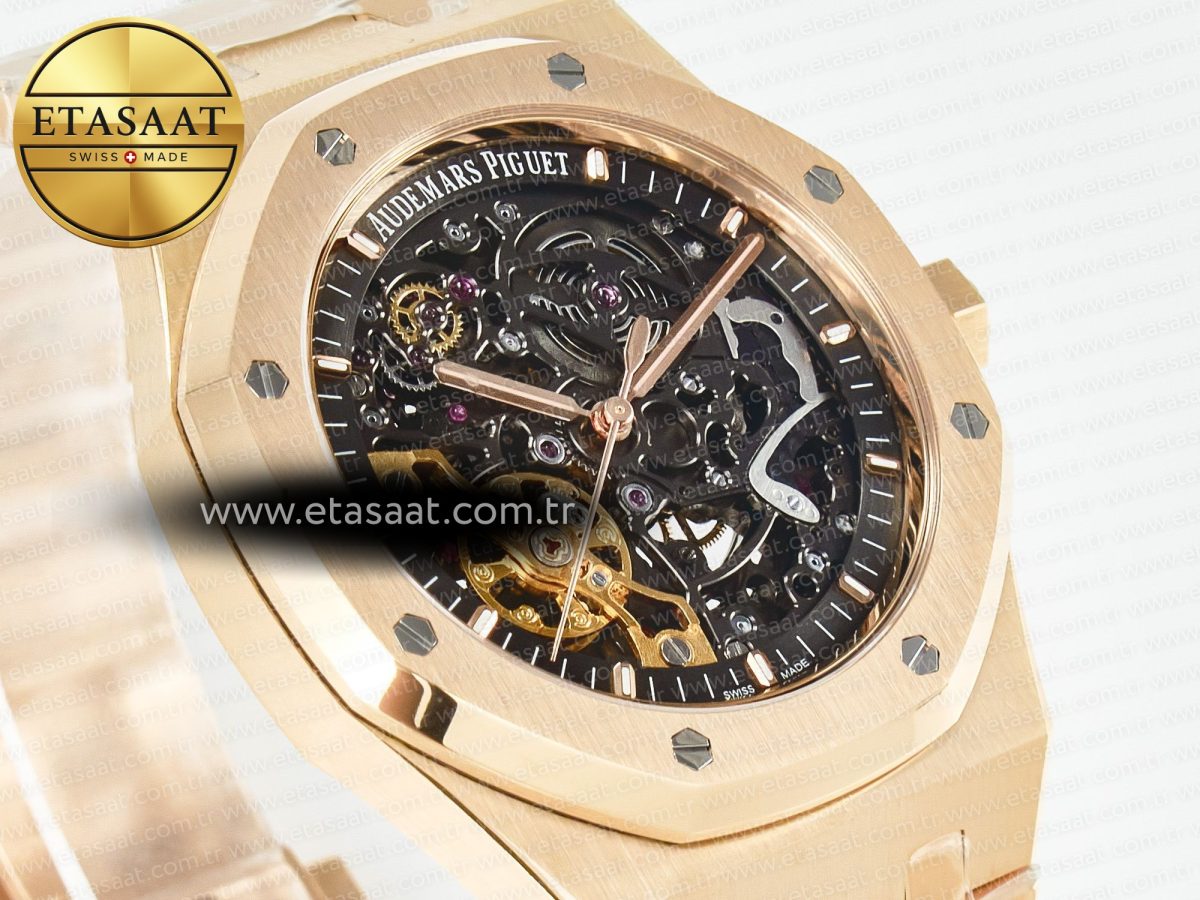 Royal Oak 41mm Skeleton 15407 RG ZF 1:1 Best Edition Skeleton Dial on RG Bracelet A3132 - Görsel 5