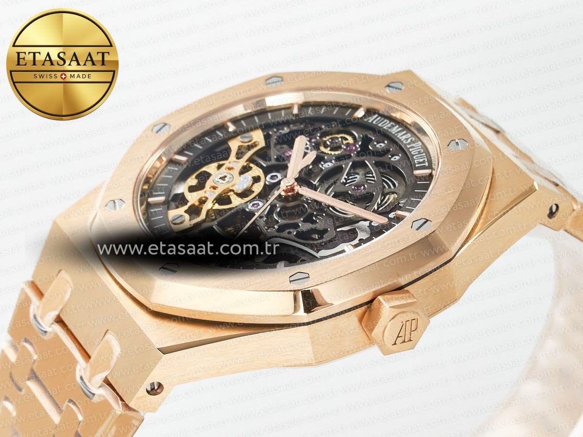 Royal Oak 41mm Skeleton 15407 RG ZF 1:1 Best Edition Skeleton Dial on RG Bracelet A3132 - Görsel 6