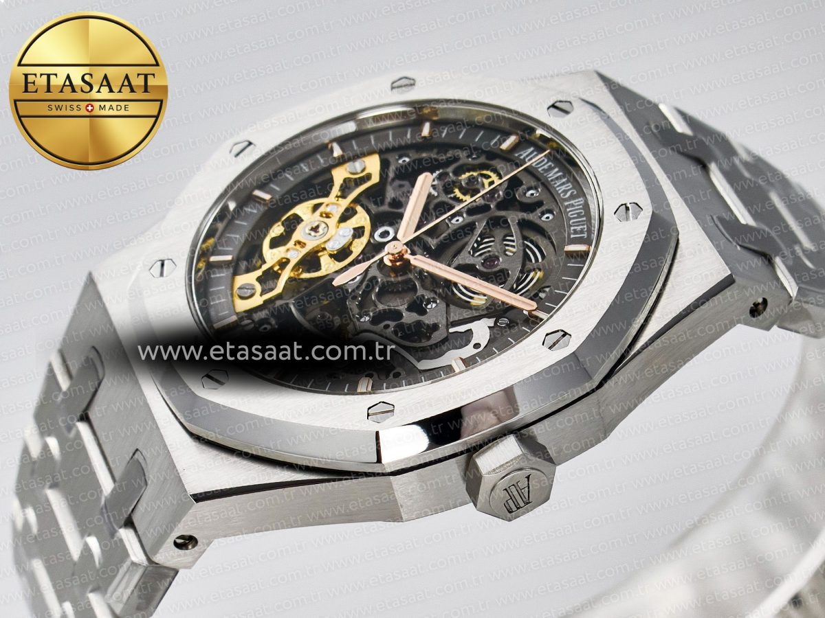 Royal Oak 41mm Skeleton 15407 SS ZF 1:1 Best Edition Skeleton Dial on SS Bracelet A3132 - Görsel 6