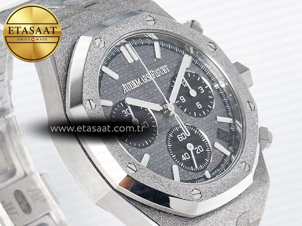 Royal Oak Chrono 26240 Frosted SS APSF 1:1 Best Edition Gray Dial on Bracelet SA4401 Super Clone - Görsel 5