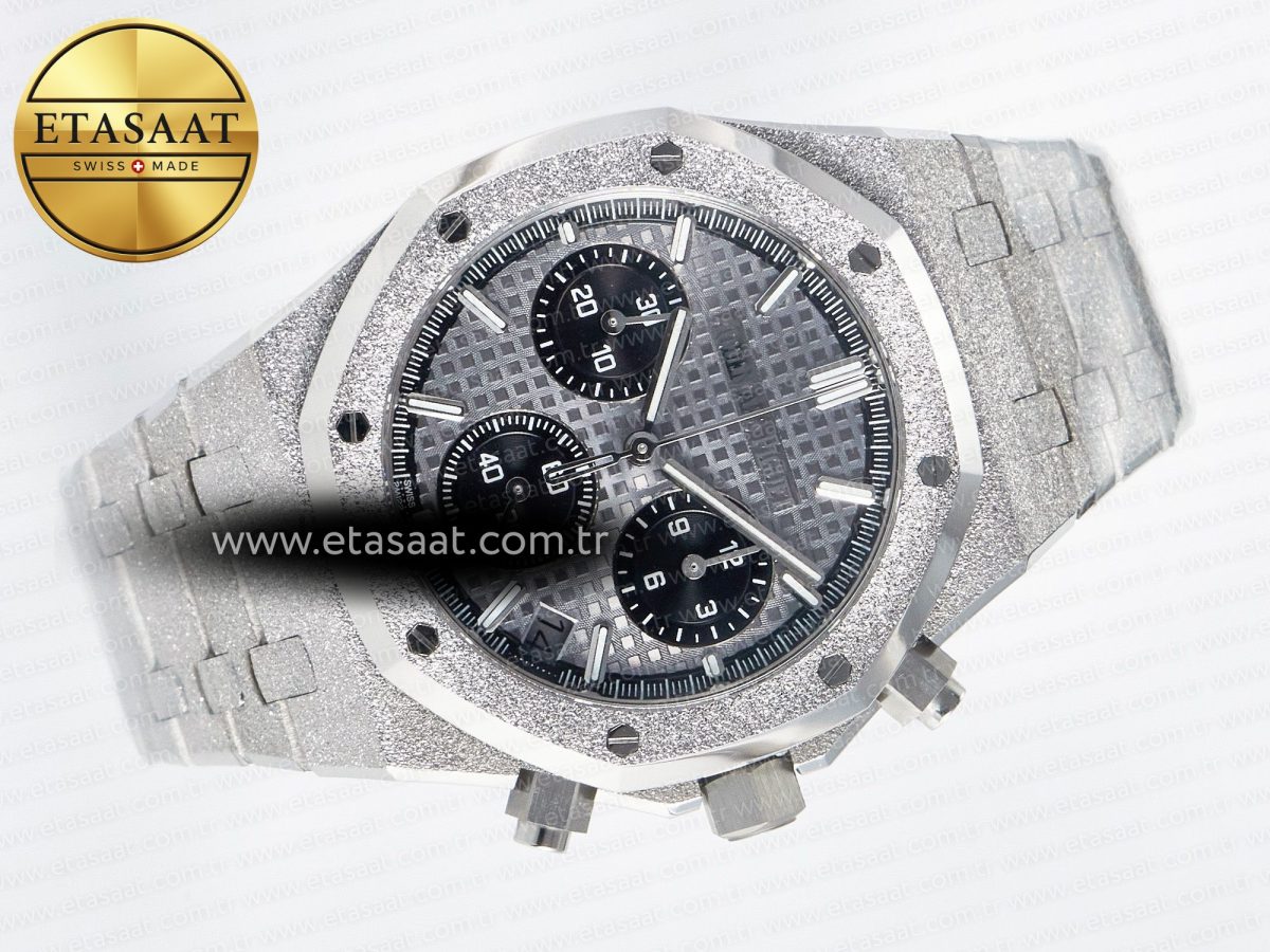 Royal Oak Chrono 26240 Frosted SS APSF 1:1 Best Edition Gray Dial on Bracelet SA4401 Super Clone - Görsel 8
