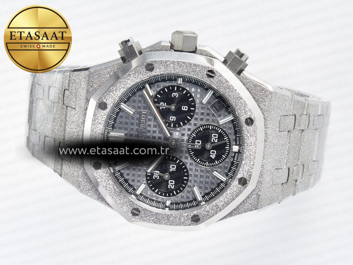Royal Oak Chrono 26240 Frosted SS APSF 1:1 Best Edition Gray Dial on Bracelet SA4401 Super Clone - Görsel 9