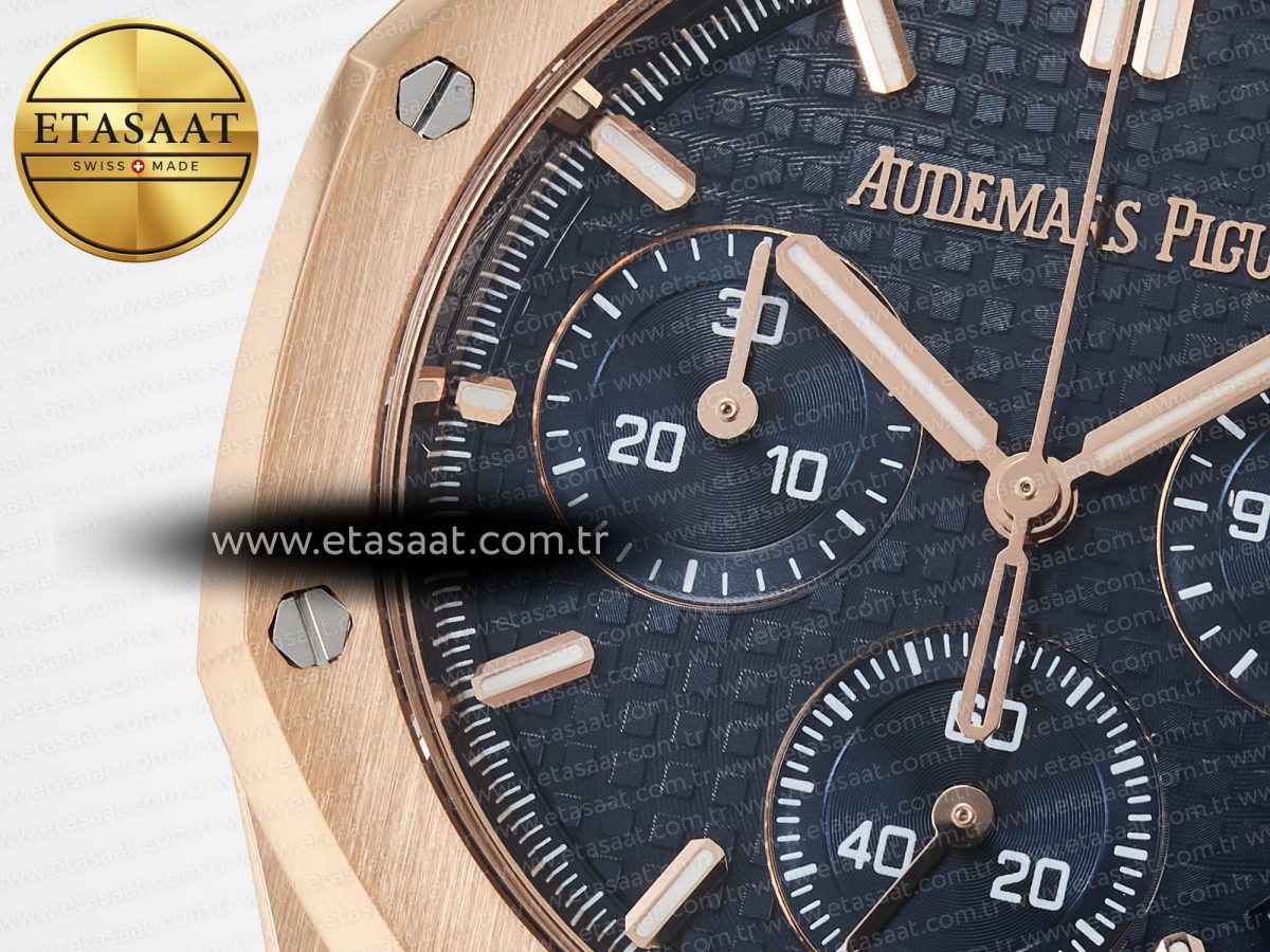 Royal Oak Chrono 26240 RG APSF 1:1 Best Edition Blue Dial on RG Bracelet SA4401 Super Clone - Görsel 10
