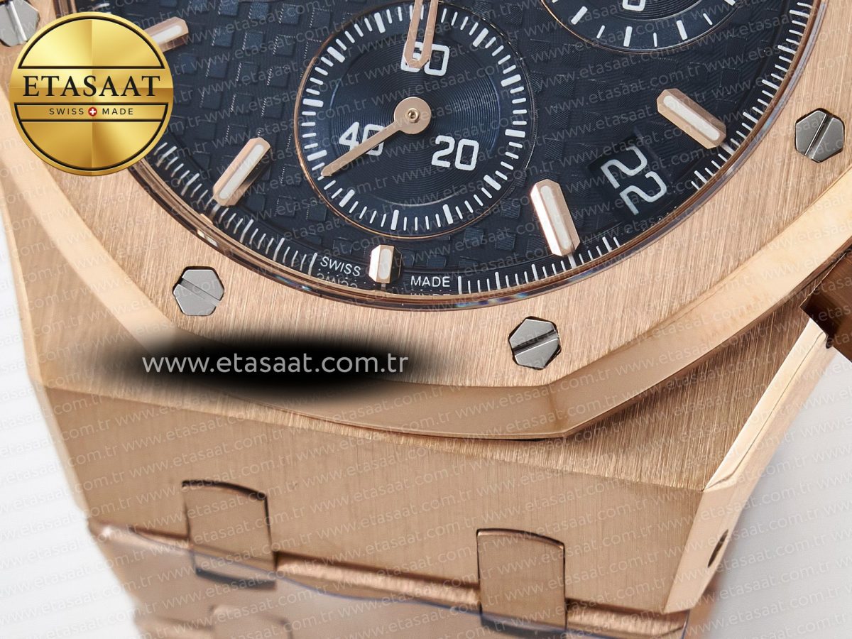 Royal Oak Chrono 26240 RG APSF 1:1 Best Edition Blue Dial on RG Bracelet SA4401 Super Clone - Görsel 13