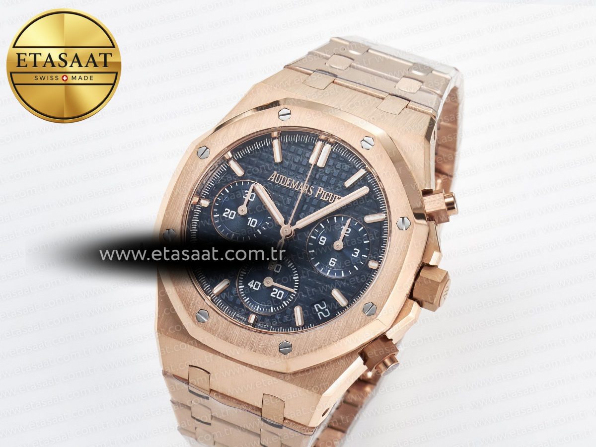 Royal Oak Chrono 26240 RG APSF 1:1 Best Edition Blue Dial on RG Bracelet SA4401 Super Clone - Görsel 2