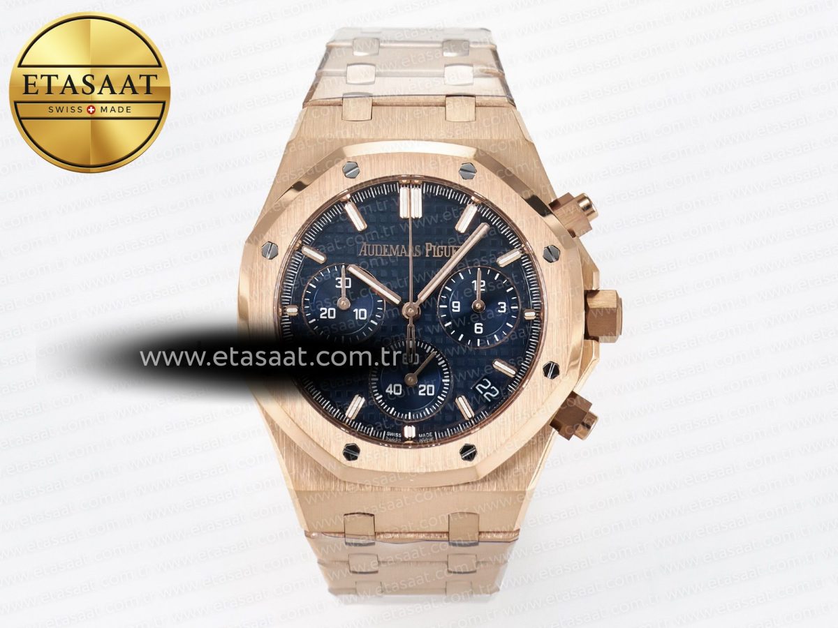 Royal Oak Chrono 26240 RG APSF 1:1 Best Edition Blue Dial on RG Bracelet SA4401 Super Clone - Görsel 3