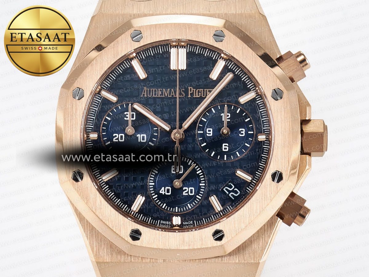 Royal Oak Chrono 26240 RG APSF 1:1 Best Edition Blue Dial on RG Bracelet SA4401 Super Clone - Görsel 4