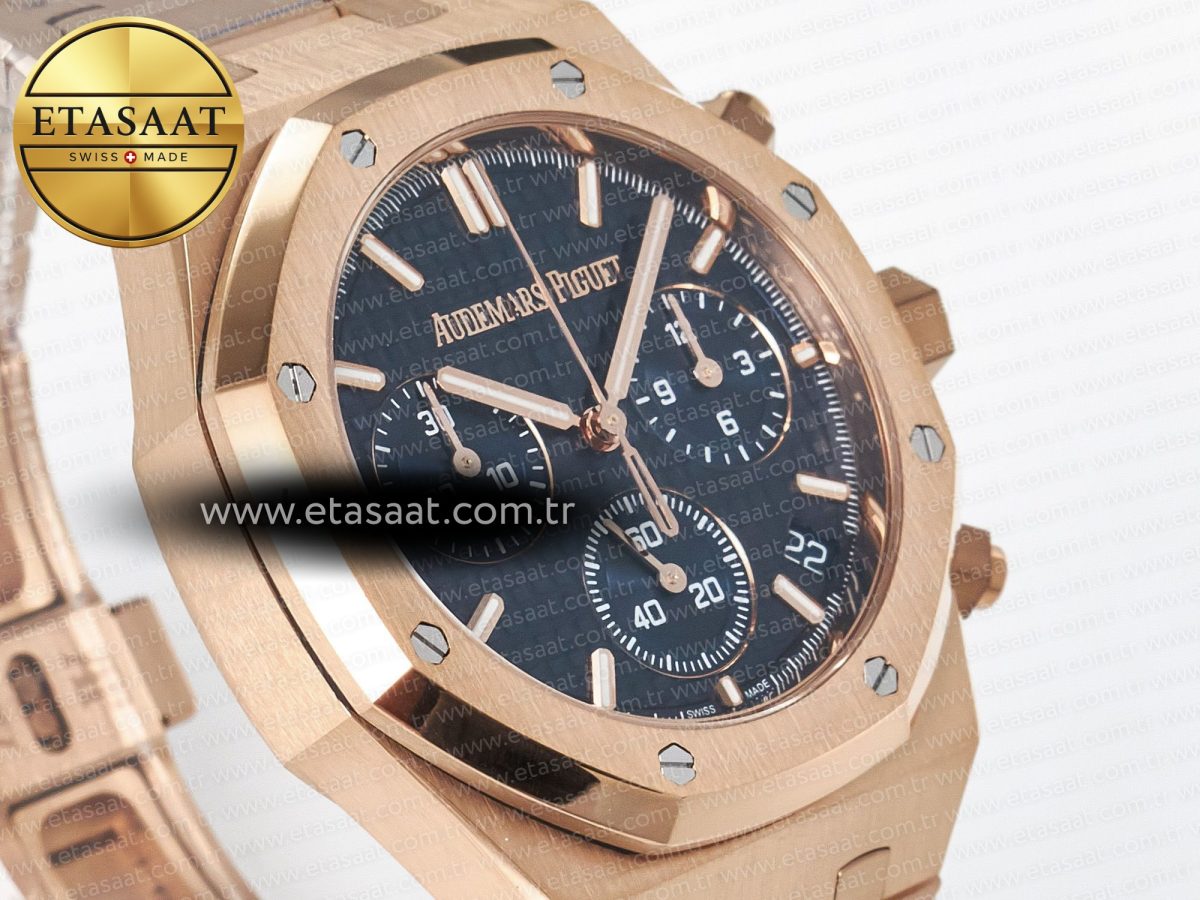 Royal Oak Chrono 26240 RG APSF 1:1 Best Edition Blue Dial on RG Bracelet SA4401 Super Clone - Görsel 5