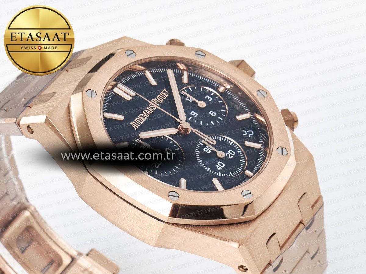 Royal Oak Chrono 26240 RG APSF 1:1 Best Edition Blue Dial on RG Bracelet SA4401 Super Clone - Görsel 7
