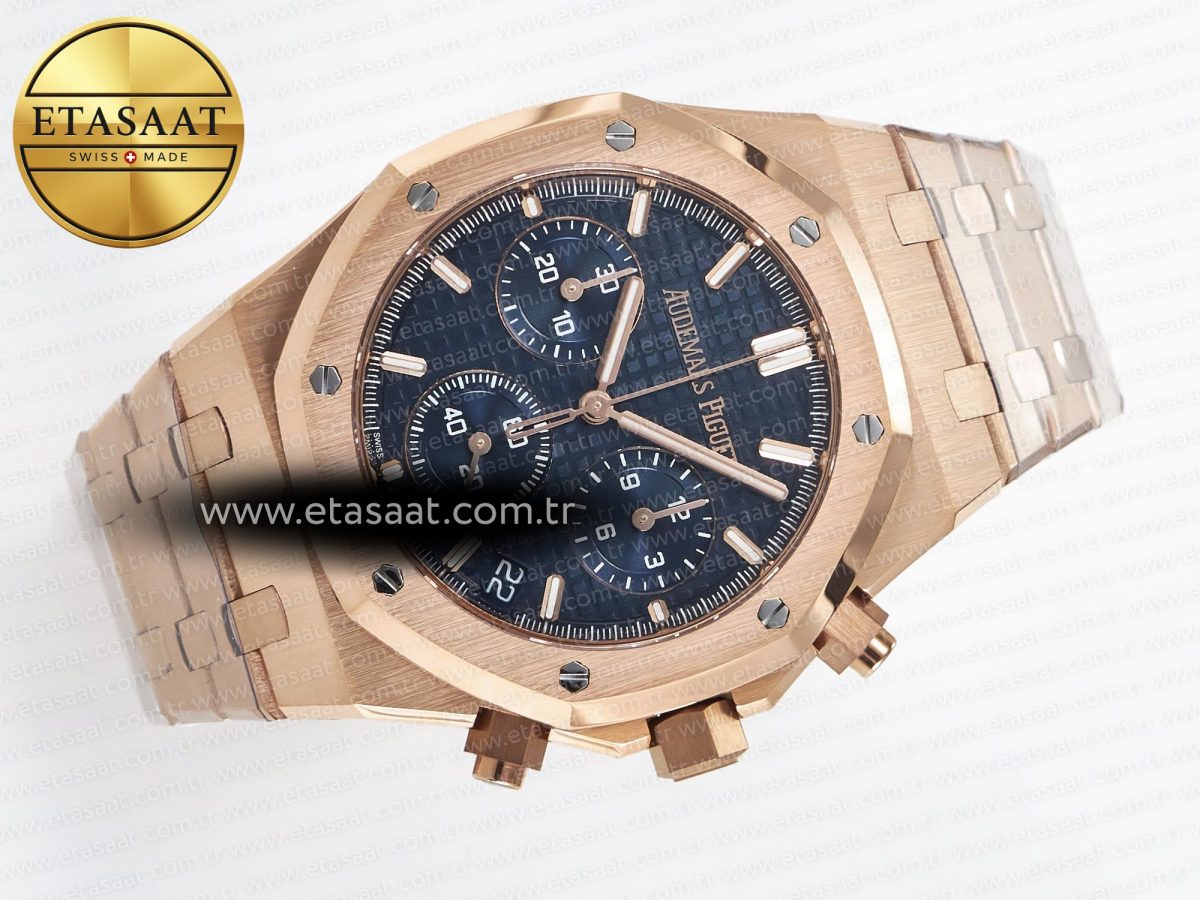 Royal Oak Chrono 26240 RG APSF 1:1 Best Edition Blue Dial on RG Bracelet SA4401 Super Clone - Görsel 8