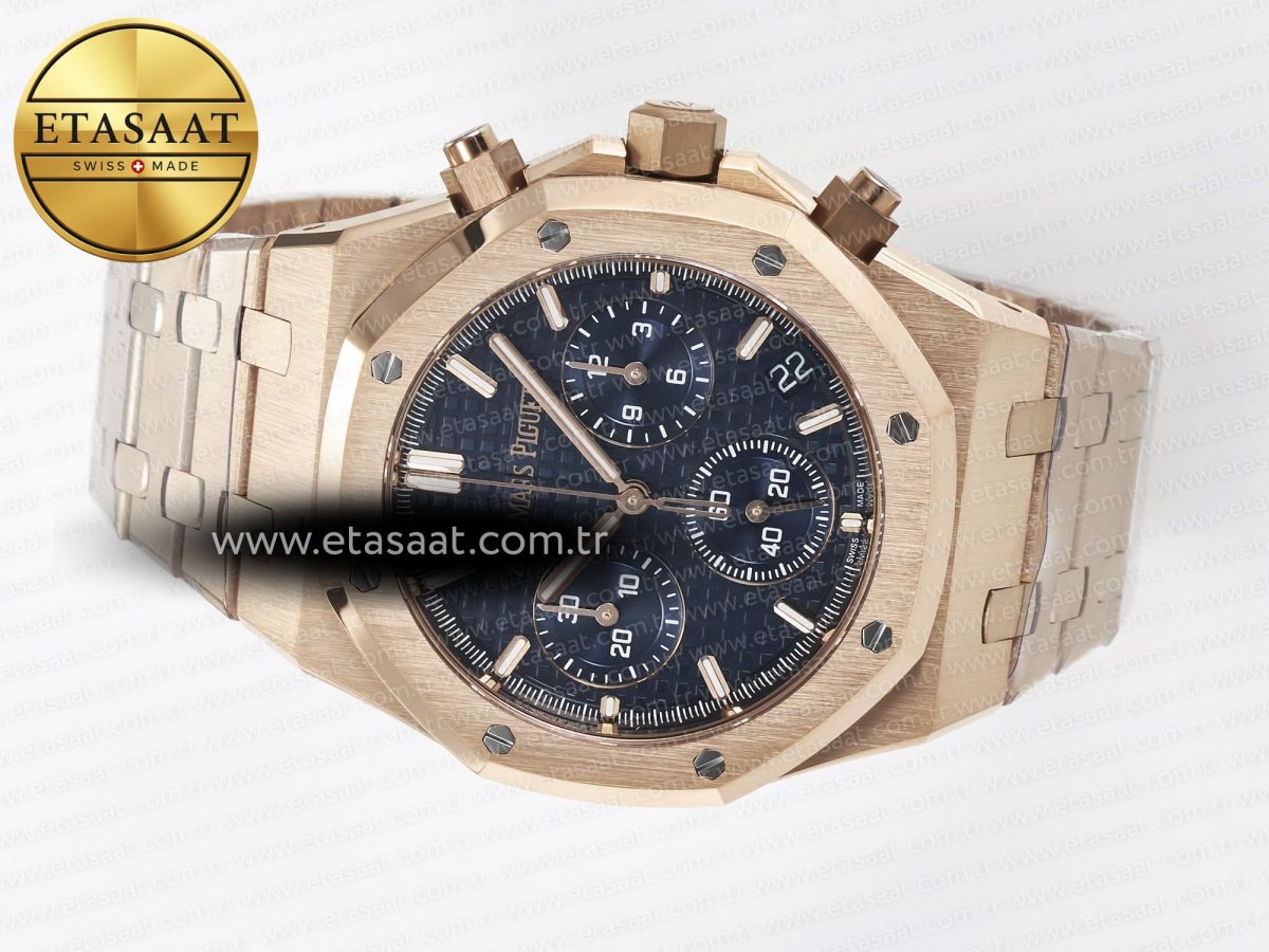 Royal Oak Chrono 26240 RG APSF 1:1 Best Edition Blue Dial on RG Bracelet SA4401 Super Clone - Görsel 9