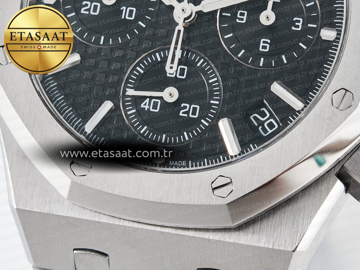 Royal Oak Chrono 26240 SS APSF 1:1 Best Edition Black Dial on SS Bracelet SA4401 Super Clone - Görsel 12