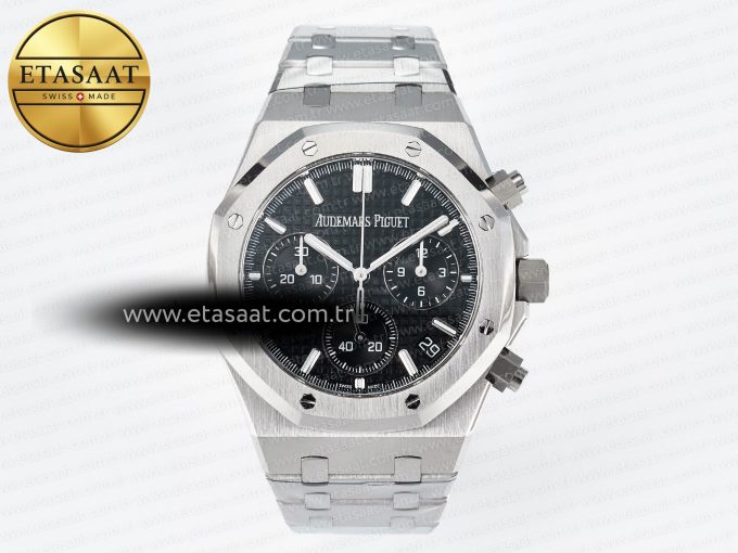 Royal Oak Chrono 26240 SS APSF 1:1 Best Edition Black Dial on SS Bracelet SA4401 Super Clone - Görsel 3