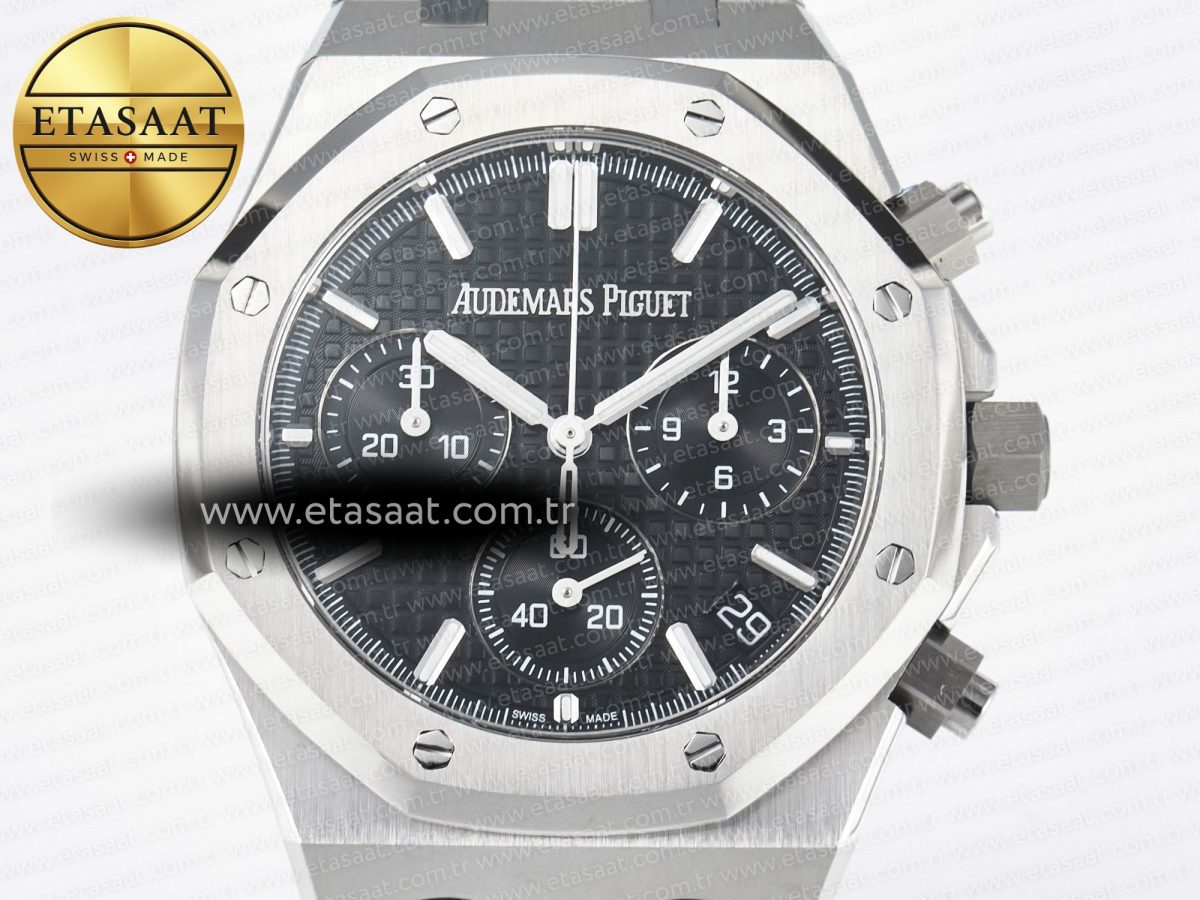 Royal Oak Chrono 26240 SS APSF 1:1 Best Edition Black Dial on SS Bracelet SA4401 Super Clone - Görsel 4