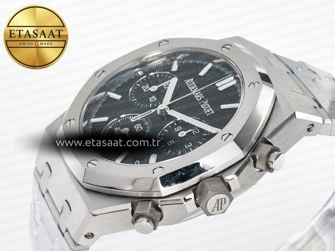 Royal Oak Chrono 26240 SS APSF 1:1 Best Edition Black Dial on SS Bracelet SA4401 Super Clone - Görsel 6