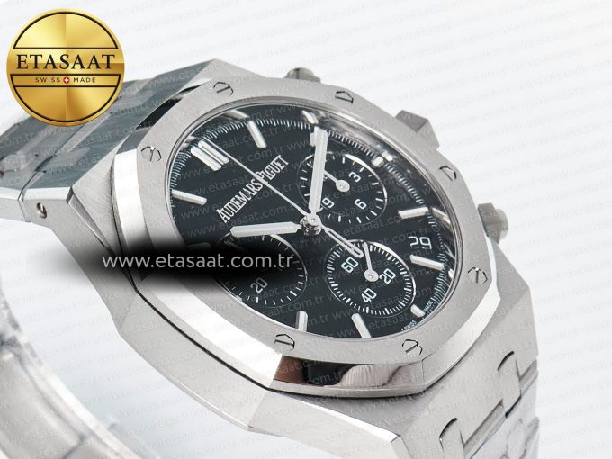 Royal Oak Chrono 26240 SS APSF 1:1 Best Edition Black Dial on SS Bracelet SA4401 Super Clone - Görsel 7