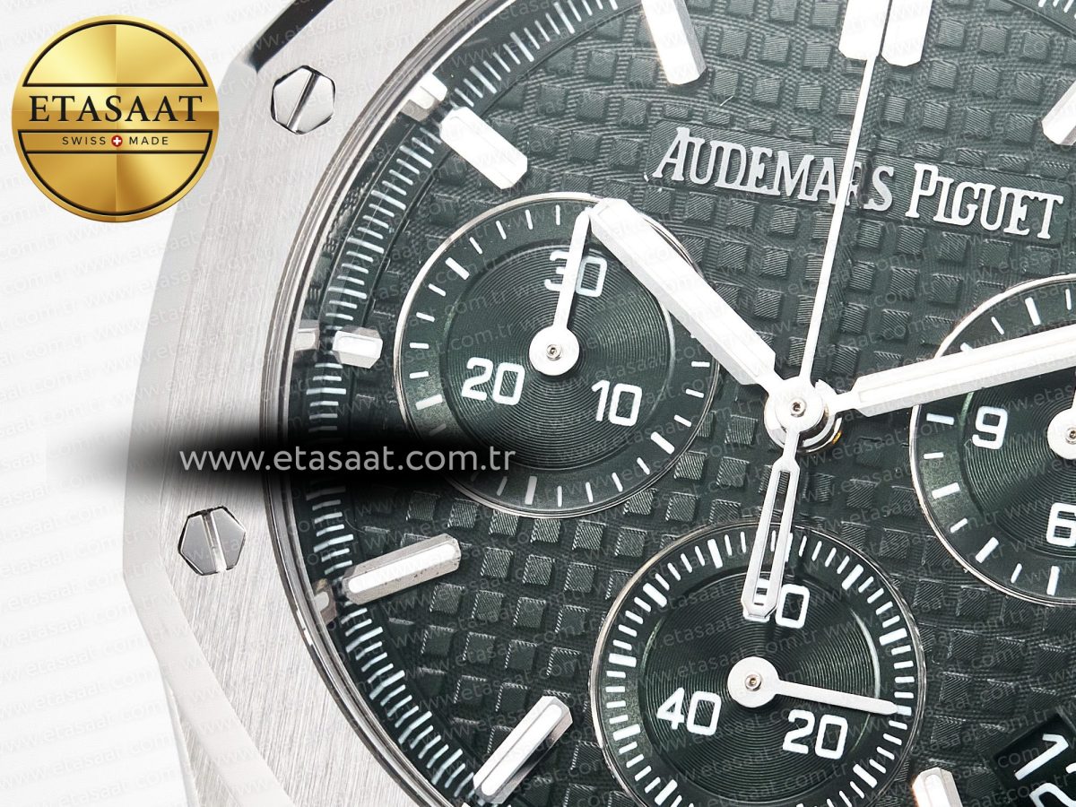 Royal Oak Chrono 26240 SS APSF 1:1 Best Edition Green Dial on SS Bracelet SA4401 Super Clone - Görsel 10