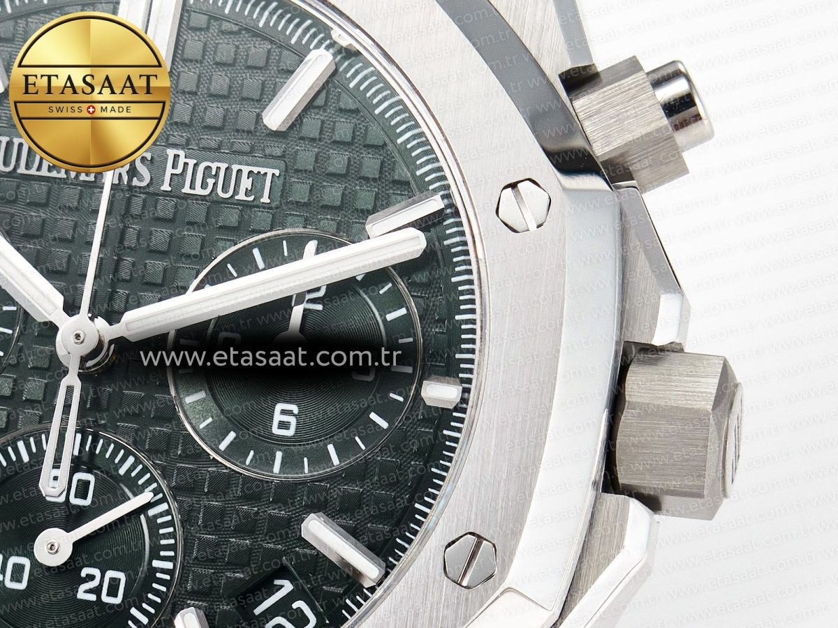 Royal Oak Chrono 26240 SS APSF 1:1 Best Edition Green Dial on SS Bracelet SA4401 Super Clone - Görsel 12