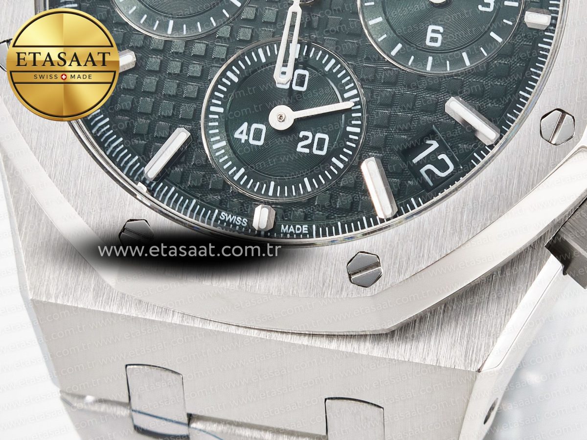 Royal Oak Chrono 26240 SS APSF 1:1 Best Edition Green Dial on SS Bracelet SA4401 Super Clone - Görsel 13