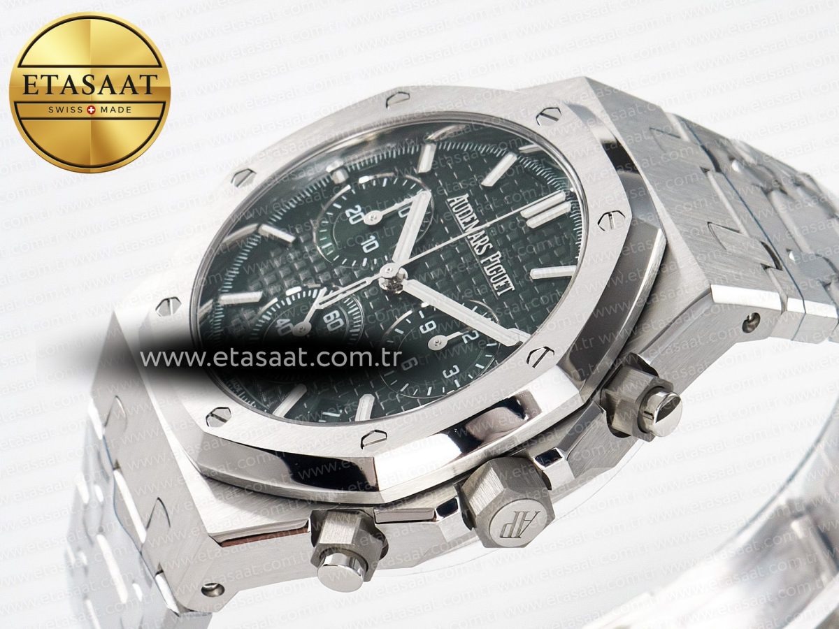 Royal Oak Chrono 26240 SS APSF 1:1 Best Edition Green Dial on SS Bracelet SA4401 Super Clone - Görsel 6