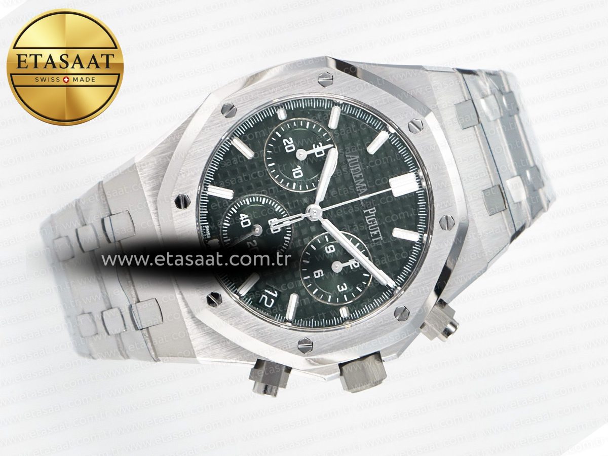 Royal Oak Chrono 26240 SS APSF 1:1 Best Edition Green Dial on SS Bracelet SA4401 Super Clone - Görsel 8