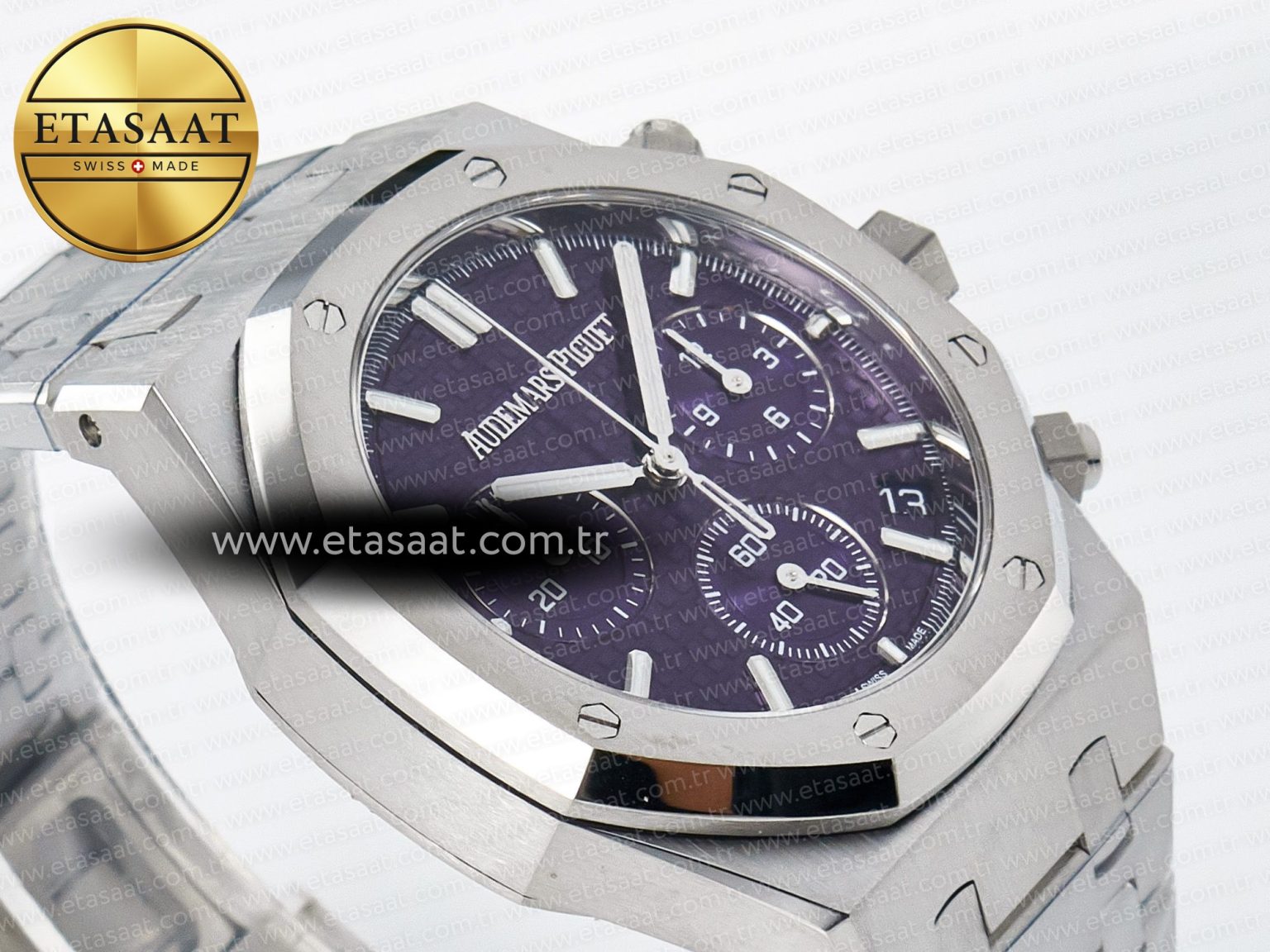 Royal Oak Chrono 26240 SS APSF 1:1 Best Edition Purple Dial on SS Bracelet SA4401 Super Clone - Görsel 7