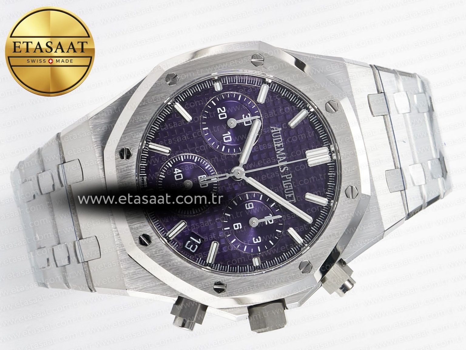 Royal Oak Chrono 26240 SS APSF 1:1 Best Edition Purple Dial on SS Bracelet SA4401 Super Clone - Görsel 8